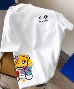 BE KIND letter cartoon print casual short sleeved T-shirt