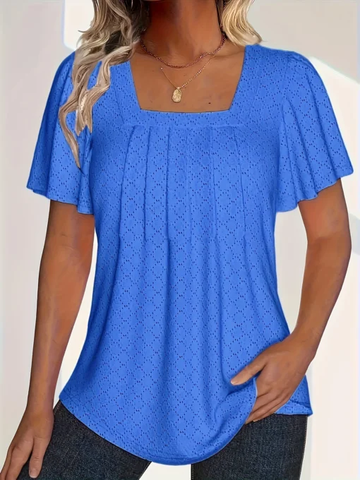 Loose Ruffle Hollow Top - Image 11
