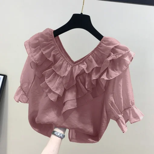 ZANZEA Solid Ruffle Blouse - Image 8