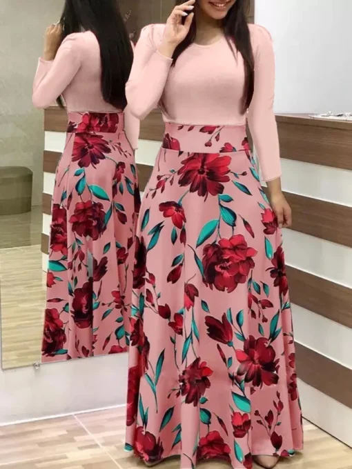 Flower Print Short Sleeved Dress - Image 19