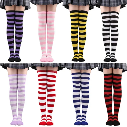 Striped Over Knee Stockings - Image 6