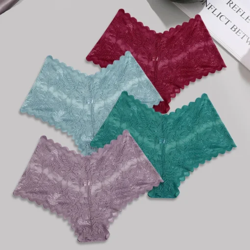FINETOO 4pcs Lace Floral Underwear - Image 6