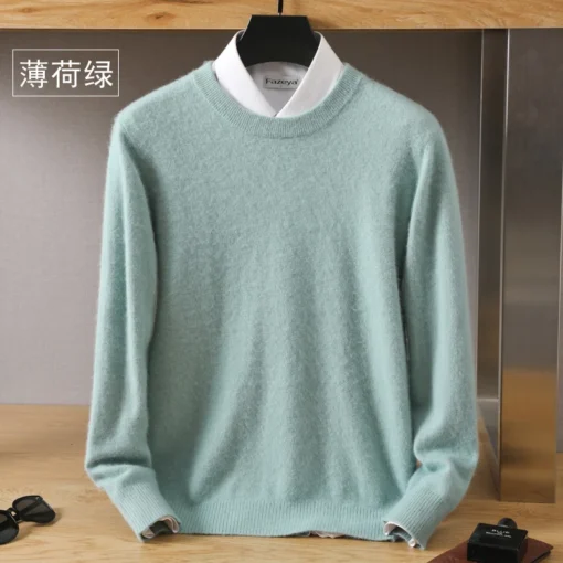 Men's 100% Pure Mink Cashmere Sweater - Image 24