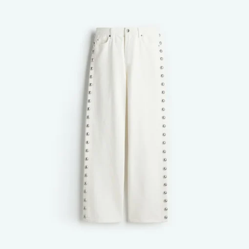Metal Rivet High Waist Jeans - Image 8