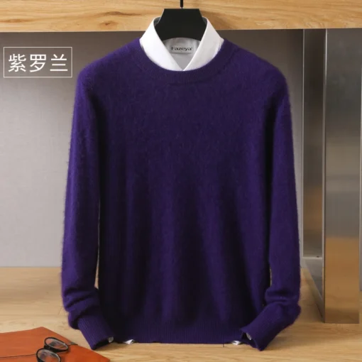 Men's 100% Pure Mink Cashmere Sweater - Image 13