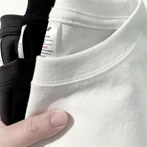 O-neck Round Collar Short-Sleeve Couple White Top Tees - Image 10