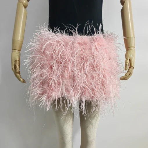 Ostrich Feather Mini Skirt - Image 46