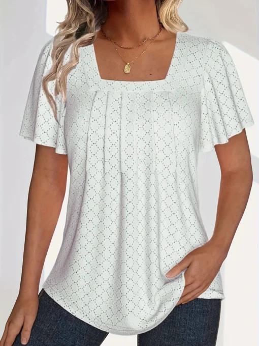 Loose Ruffle Hollow Top - Image 6