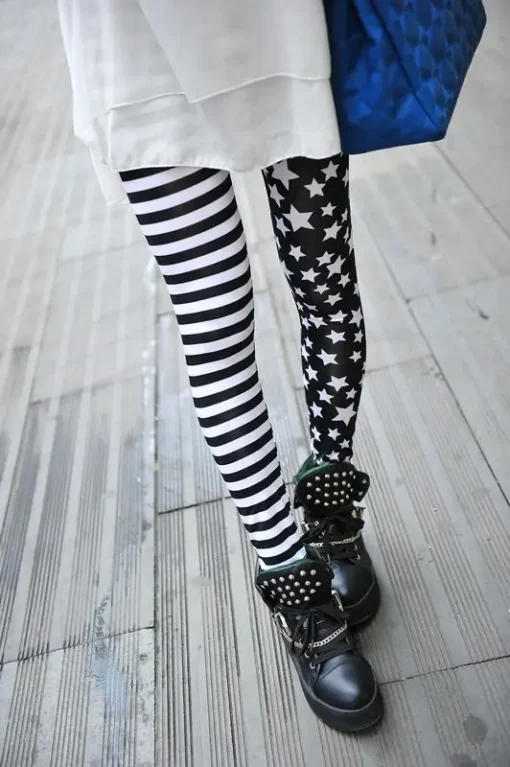 Elastic Stripe/Star Print Leggings - Image 7