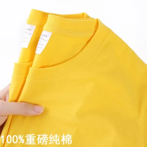 100% Cotton Solid Colour O Neck Short-sleeved Tops - Image 6