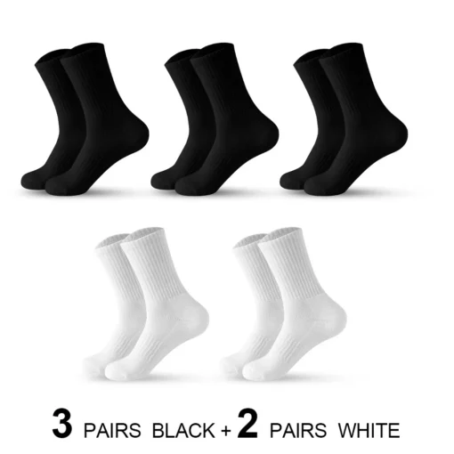 5Pairs Brand Men Cotton New Style White Socks - Image 10