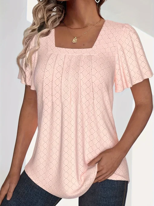 Loose Ruffle Hollow Top - Image 13