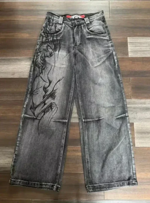 Skull Embroidered Jeans - Image 7