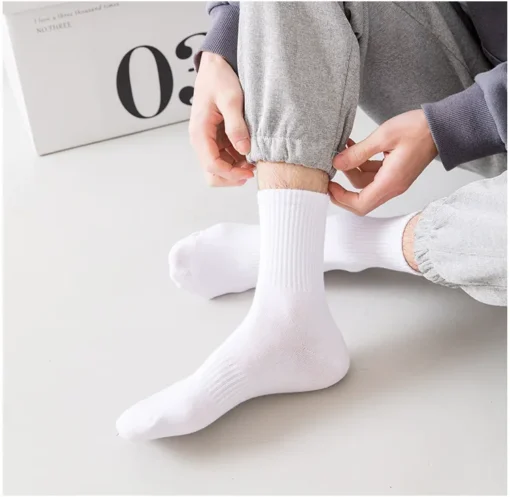 5Pairs Brand Men Cotton New Style White Socks - Image 19