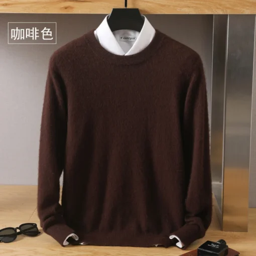 Men's 100% Pure Mink Cashmere Sweater - Image 18