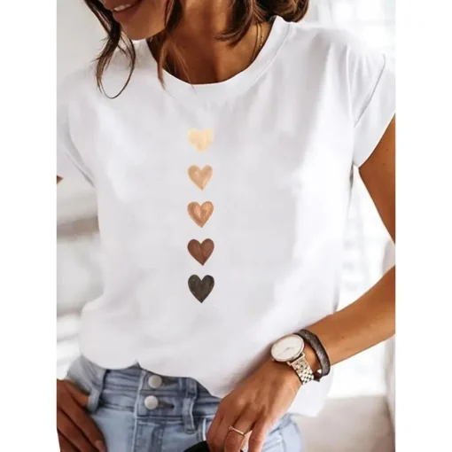 Y2K Heart Print T Shirt - Image 6