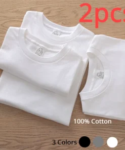 2PCS 100% Cotton Solid T Shirts