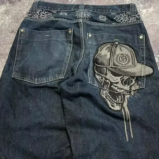 Skull Embroidered Jeans - Image 2