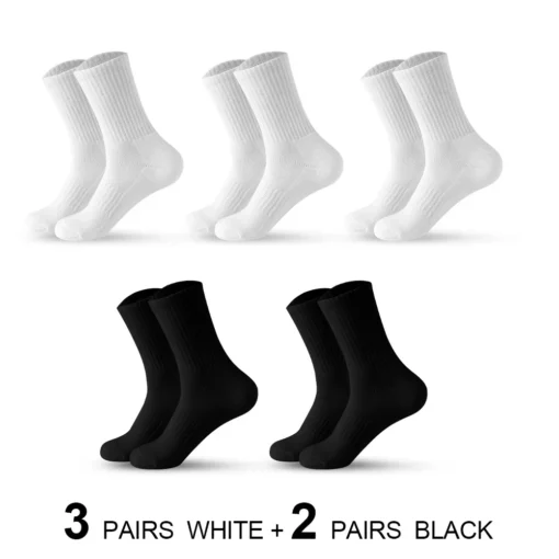 5Pairs Brand Men Cotton New Style White Socks - Image 9