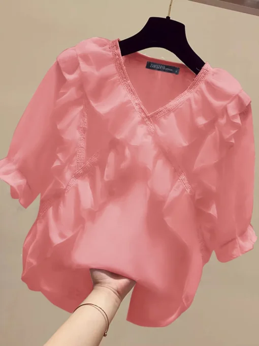 ZANZEA Solid Ruffle Blouse - Image 9