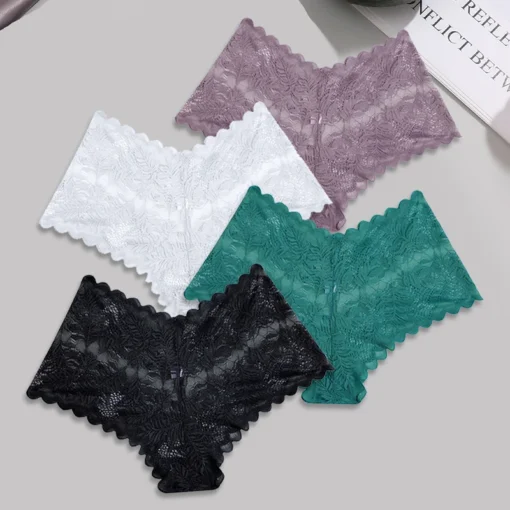 FINETOO 4pcs Lace Floral Underwear - Image 8