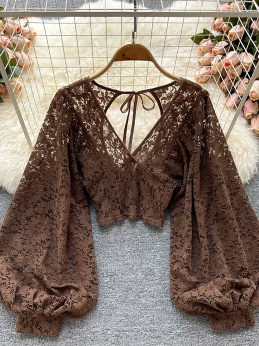 Autumn Elegant Lace Blouse - Image 9