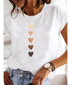 Y2K Heart Print T Shirt