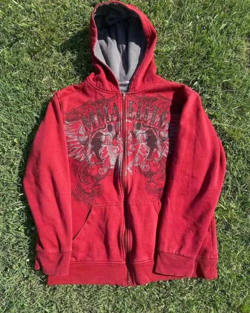 Red Y2K Zipper Hoodie - Image 13