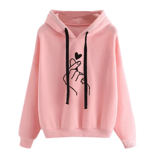 Finger Heart Fleece Hoodie - Image 2