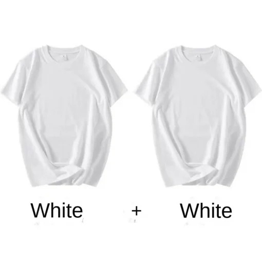 2PCS 100% Cotton Solid T Shirts - Image 10