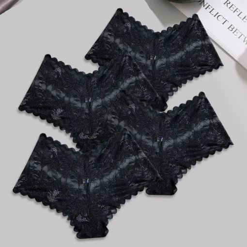 FINETOO 4pcs Lace Floral Underwear - Image 9