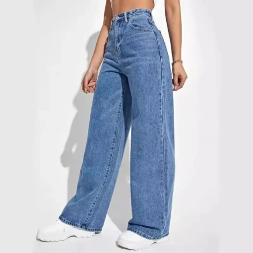 High Waisted All-In-One Blue Jeans - Image 5