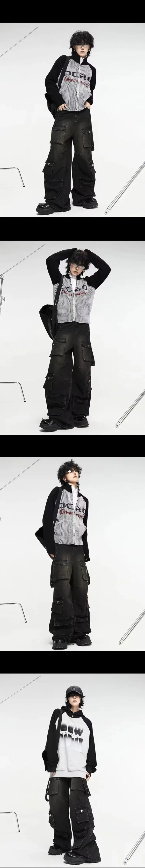 2024 Y2K Multiple Pockets Baggy Cargo Jeans Pants - Image 7