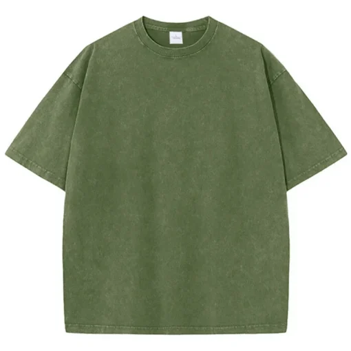 American Style Retro Heavyweight Solid Color Short Sleeved T-shirt - Image 7