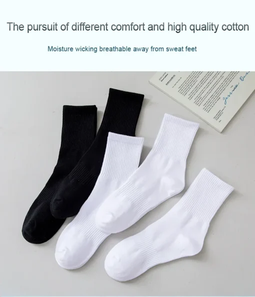 5Pairs Brand Men Cotton New Style White Socks - Image 12