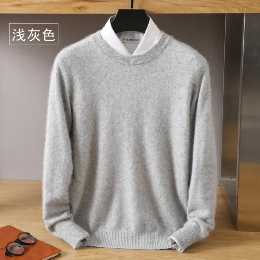 Men's 100% Pure Mink Cashmere Sweater - Image 9