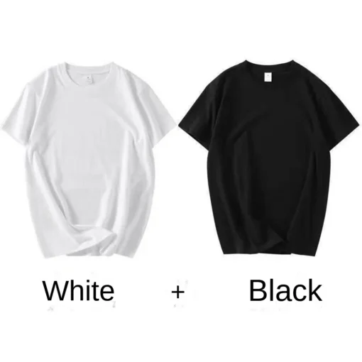 2PCS 100% Cotton Solid T Shirts - Image 9