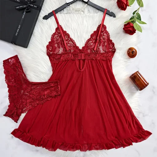 Exquisite Lace Lingerie Nightgown - Image 13