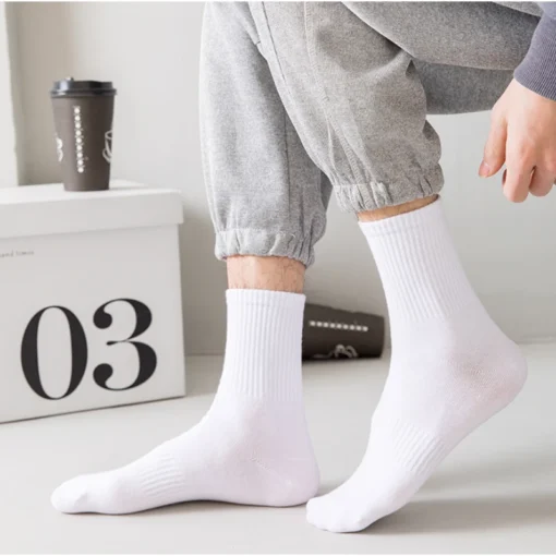 5Pairs Brand Men Cotton New Style White Socks - Image 5