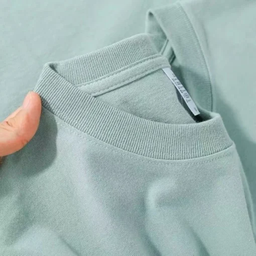 100% Cotton Solid Colour O Neck Short-sleeved Tops - Image 2