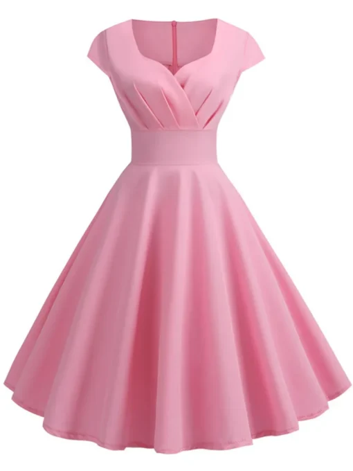 Pink Summer V Neck Dress