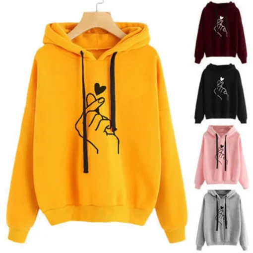 Finger Heart Fleece Hoodie