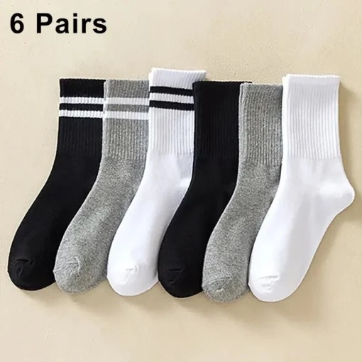 6 Pairs Breathable Mid Socks
