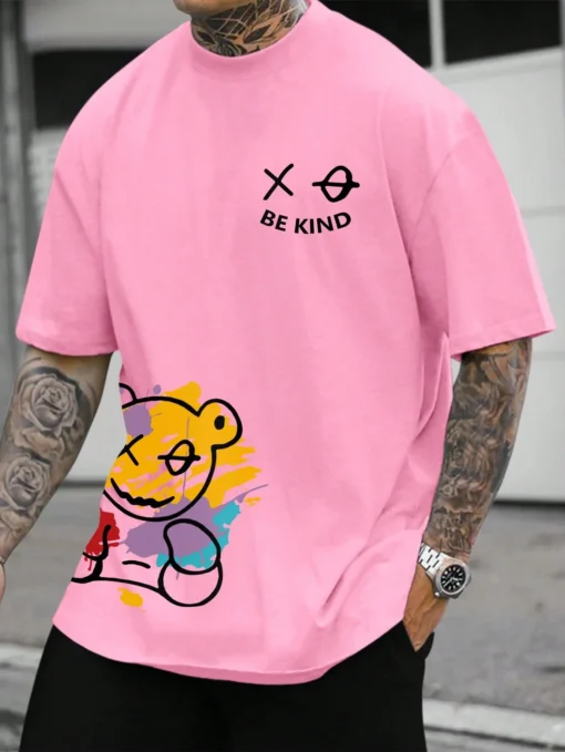 BE KIND letter cartoon print casual short sleeved T-shirt - Image 8