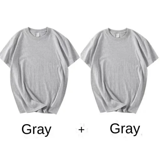 2PCS 100% Cotton Solid T Shirts - Image 12