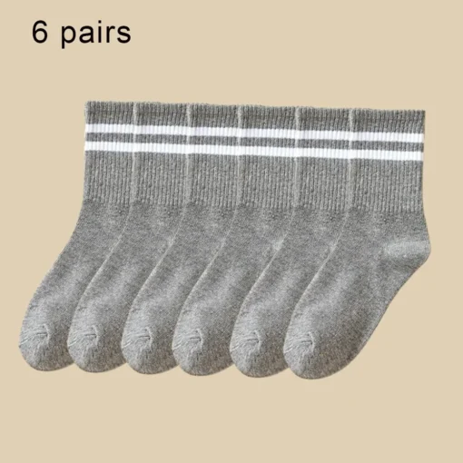 6 Pairs Breathable Mid Socks - Image 10