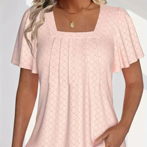 Loose Ruffle Hollow Top - Image 8