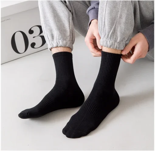 5Pairs Brand Men Cotton New Style White Socks - Image 21