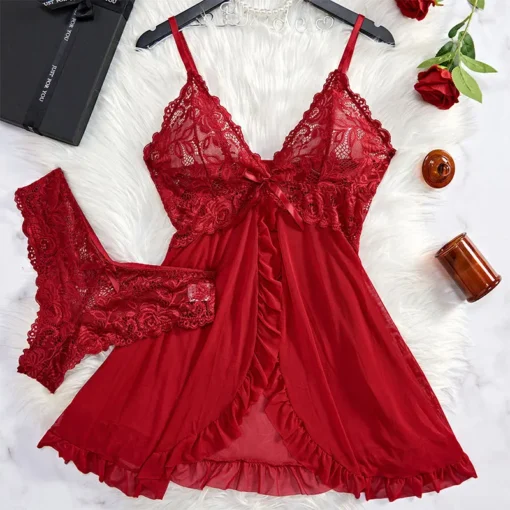 Exquisite Lace Lingerie Nightgown - Image 6