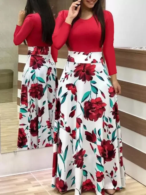 Flower Print Short Sleeved Dress - Image 22